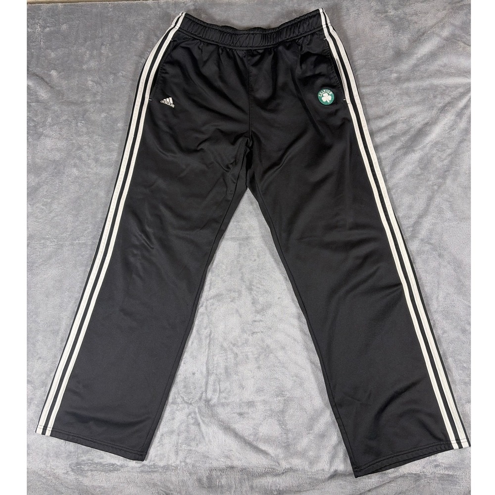 Adidas Boston Celtics Mens XL Track Pants Black White 3 Stripe NBA 9597A13